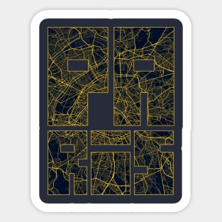 Paris, France City Map Typography - Gold Art Deco Sticker